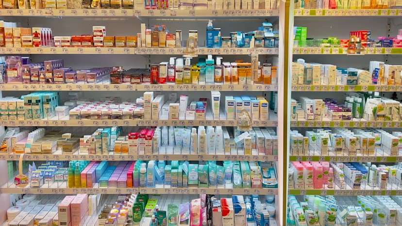 Overwhelming skincare aisle with hundreds of products